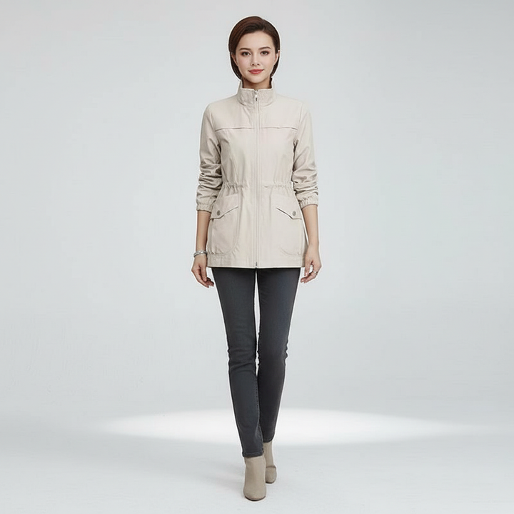 Versatile women's spring jacket, lightweight & fashionable for autumn layering and daily wear.