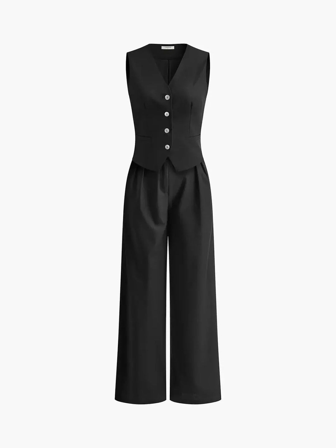 Modern women's two-piece set: smart tailored waistcoat & flowing wide-leg trousers for a chic style.