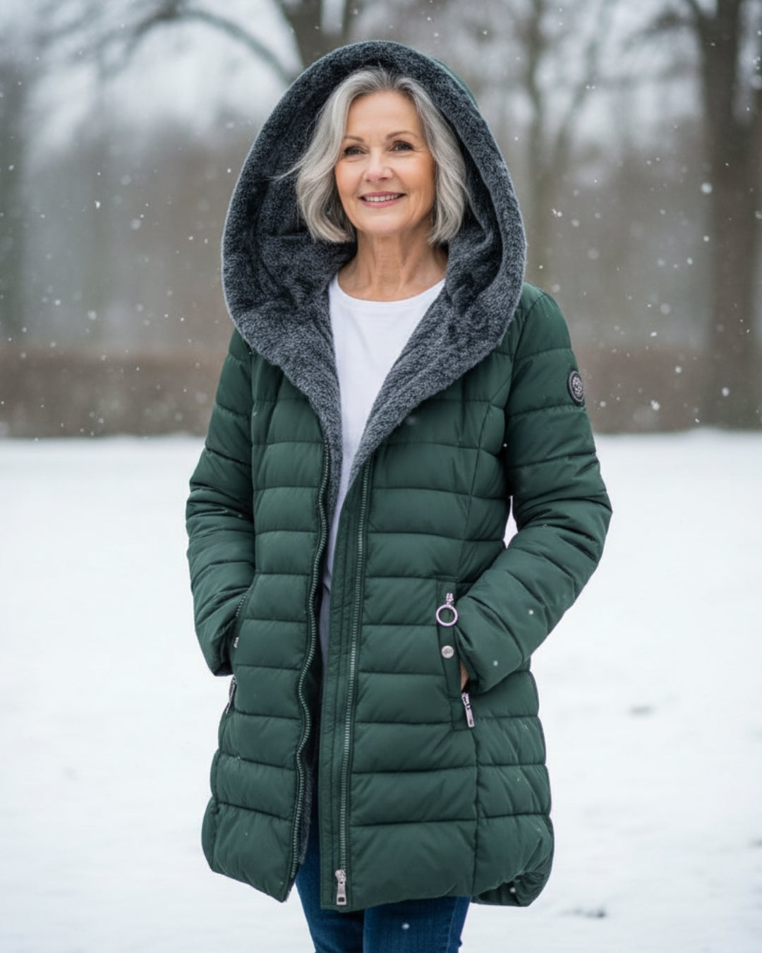 Essential women's warm winter coat, perfect for everyday comfort and stylish cold weather outerwear.