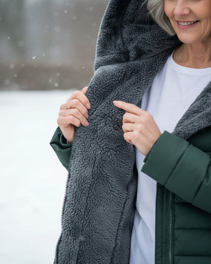 Cozy & chic women's winter coat, warm outerwear providing everyday comfort for cold weather fashion.