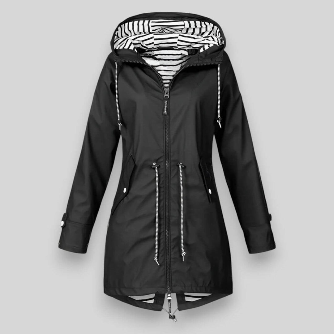 Elegant women's waterproof outerwear, blending fashion and function to keep you dry in any weather.
