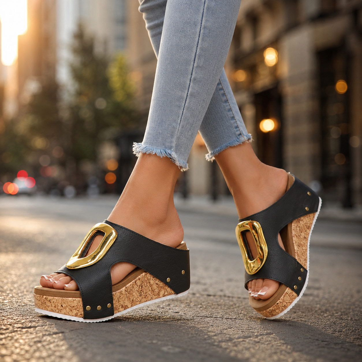 Elegant women's platform wedges, comfortable with orthopedic support.