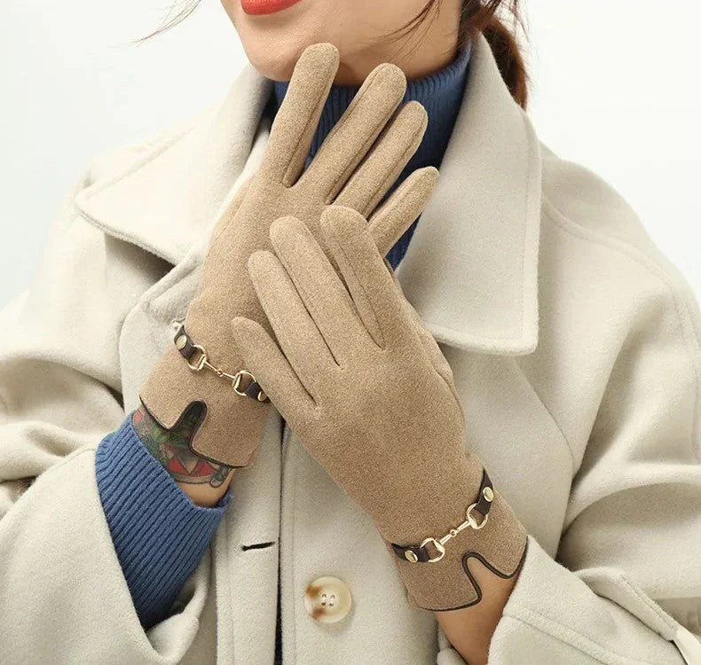 Fashionable acrylic polyester winter gloves for women. Stay warm & connected with touchscreen.
