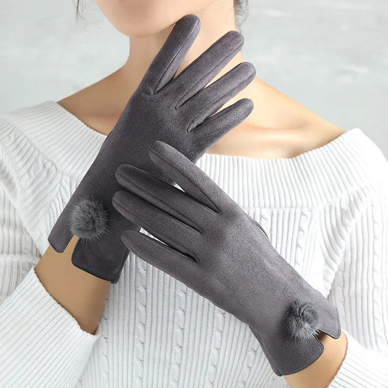 Khaki women's stylish winter gloves. Keep hands warm & use your phone easily with touchscreen.