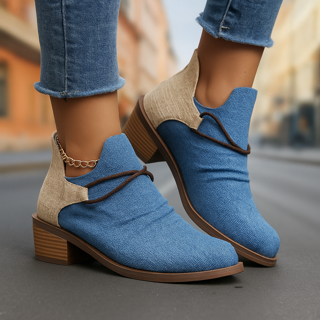 Women's stylish woven ankle boots, all-day comfort, perfect for fall fashion.