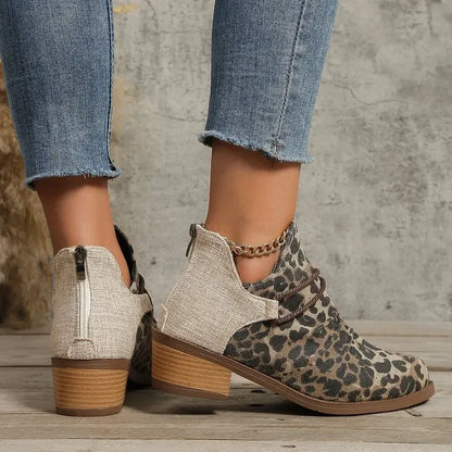 Women's stylish woven ankle boots in denim blue, comfort footwear for fall fashion.