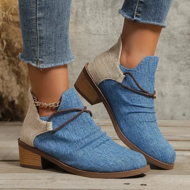 All-day comfort women's ankle boots, stylish woven design for fall casual wear.