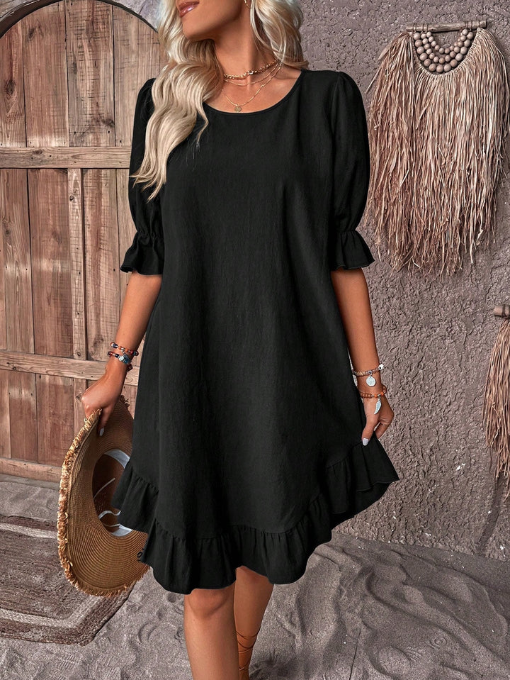 Versatile women's summer midi dress, great for casual wear, beach, or vacation.