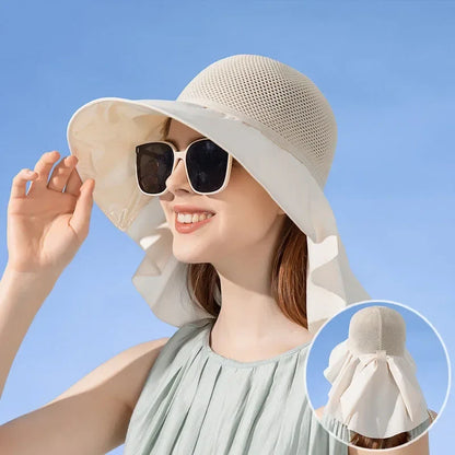 Elegant women's sun protection shawl hat, wide brim design for a chic look and ultimate coverage.