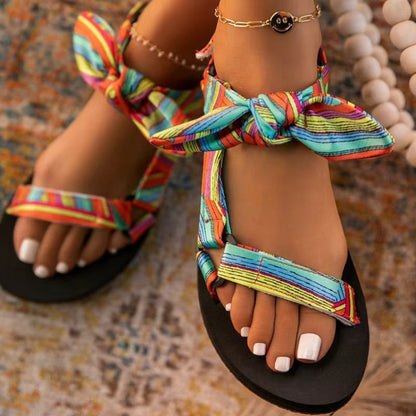Women's Sunset Boho Wrap Sandals, perfect for summer beach & casual wear. Cushioned comfort.