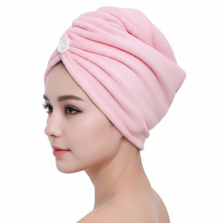 HairMagic frizz-free microfiber hair towel for women, super absorbent & quick-dry for gentle hair care.