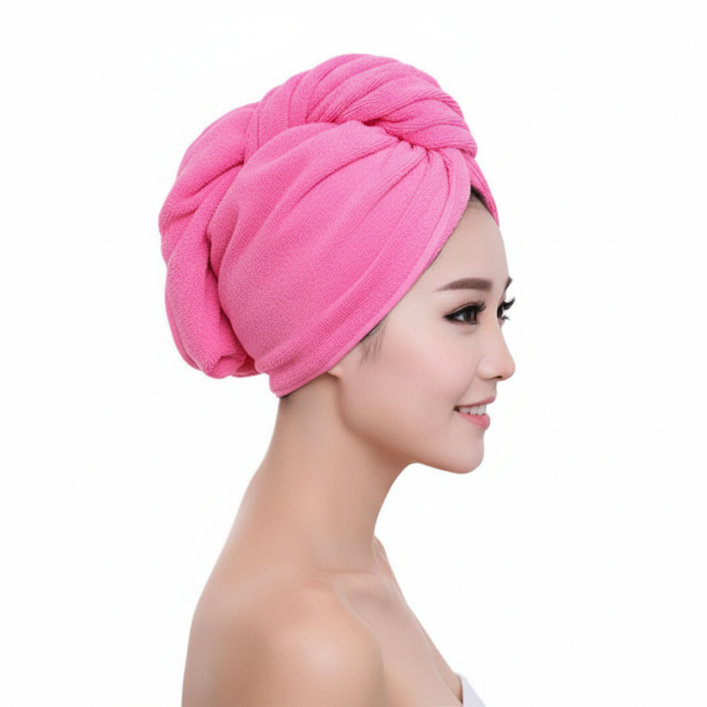 Lightweight, super absorbent microfiber hair towel for women. Essential for quick drying & healthy, frizz-free hair.