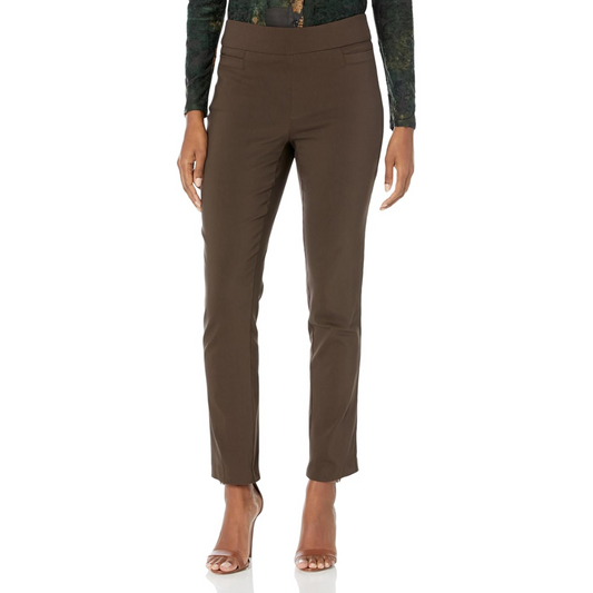 Women's super stretch career trousers with elegant welt pockets. Perfect for office comfort and professional wear.