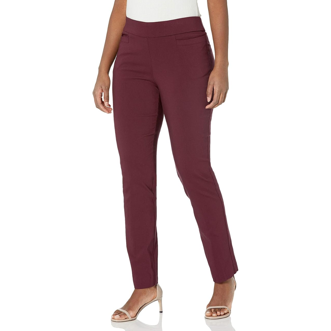 Comfortable women's super stretch office trousers, versatile for career and business casual professional wear.