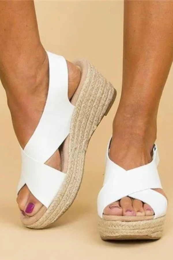 Casual chic espadrille wedge sandals for women, featuring adjustable straps & lightweight design for summer.