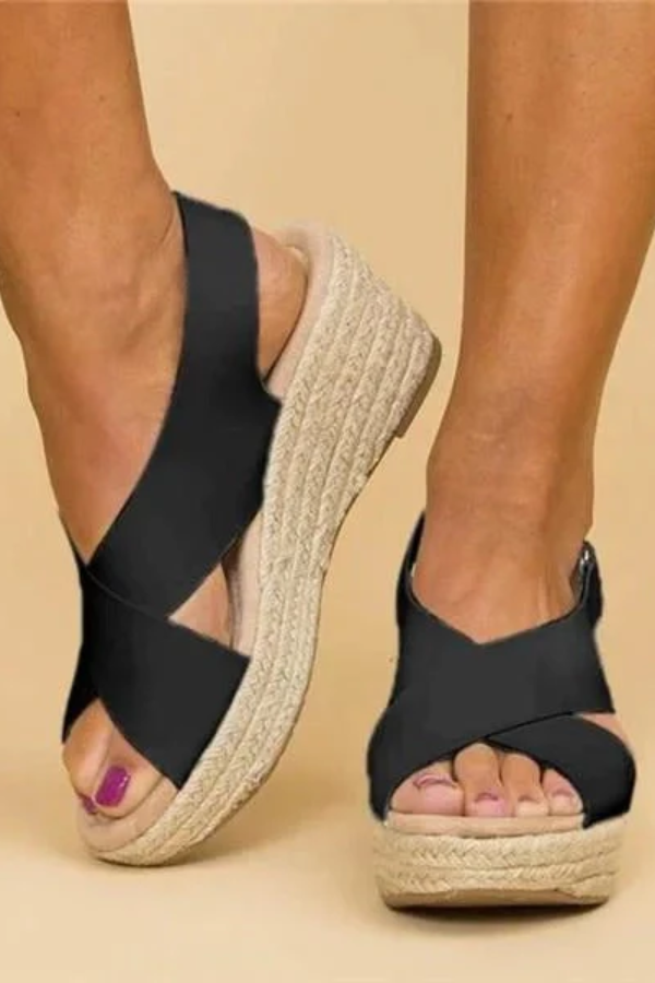Comfortable walking sandals for women: supportive espadrille wedges with orthopedic arch support & adjustable fit.
