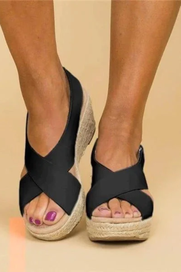 Stylish women's espadrille wedge sandals, perfect casual chic summer footwear with supportive, lightweight design.