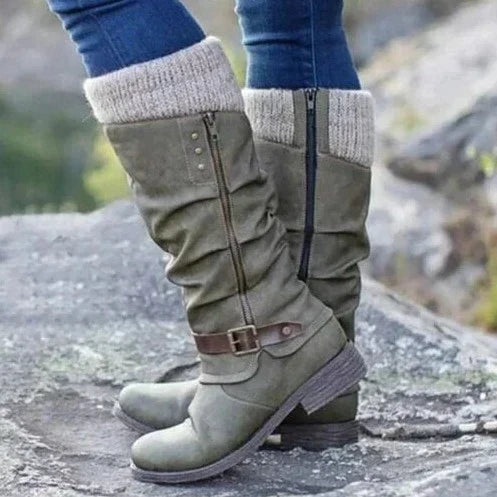 Women's supportive knee-high comfort boots for winter. Features orthopedic design, traction sole & flexible fit.