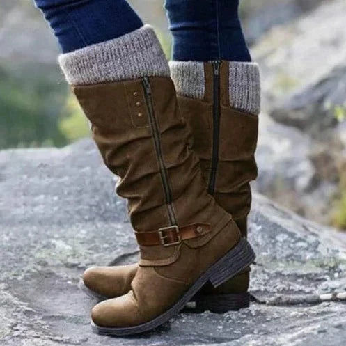 Comfortable women's knee-high orthopedic boots. Provides supportive fit, ideal for all-day wear & winter traction.