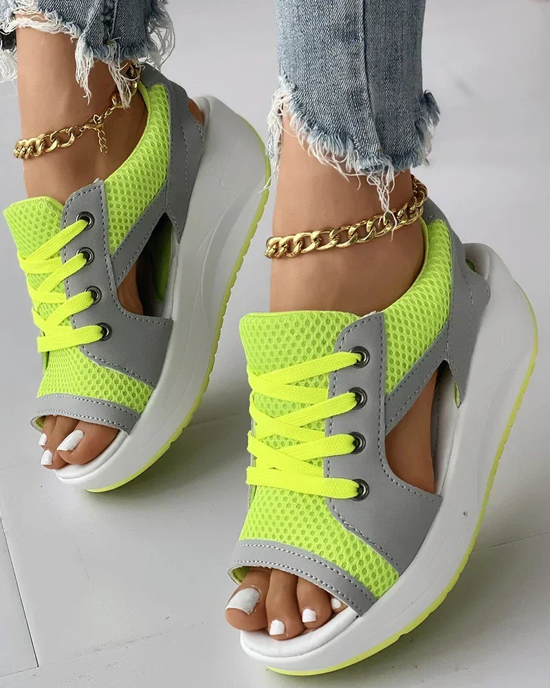 Comfortable women's orthopedic walking sandals, featuring adjustable lace-up design & arch support.