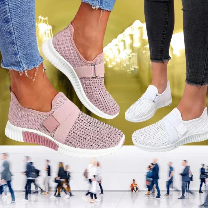 Stylish women's slip-on sneakers. Casual footwear with arch support for everyday wear.