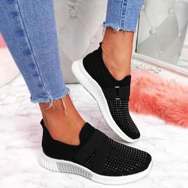 Women's fashion slip-on sneakers, combining style with posture support and all-day comfort.