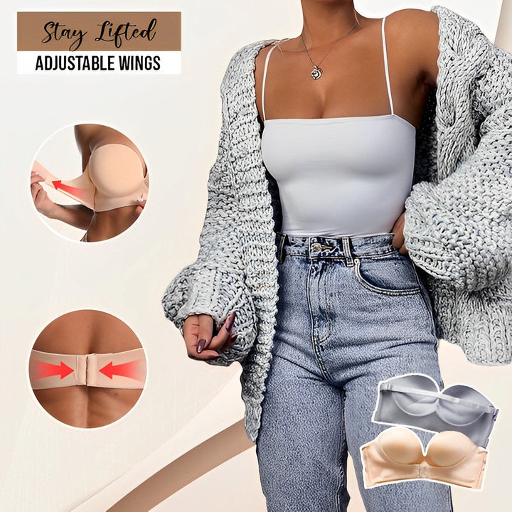 Supportive women's strapless bra, a versatile push-up design for ultimate lift & backless dress compatibility.