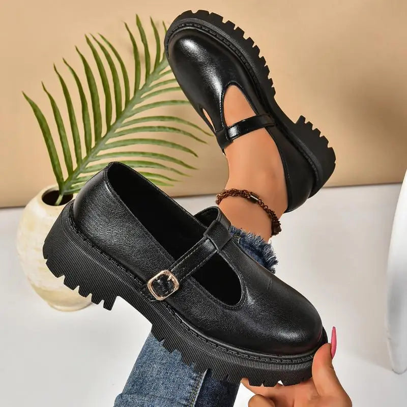 Orthopedic T-Strap Platform Mary Jane shoes for women, offering excellent arch support & vintage look.