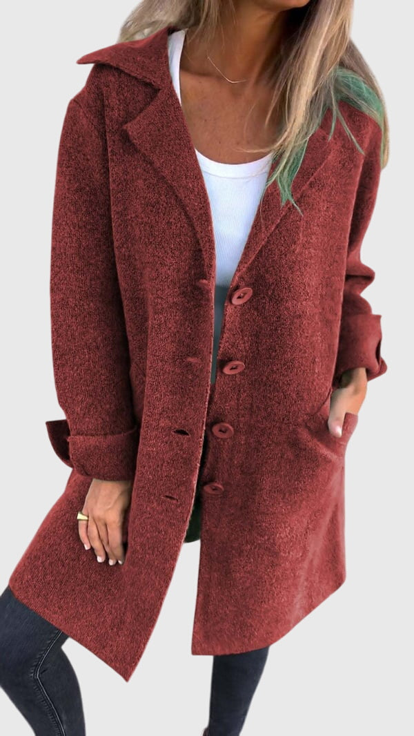 Back view of a women's tailored button blazer, showcasing its versatile style for chic work wear fashion.