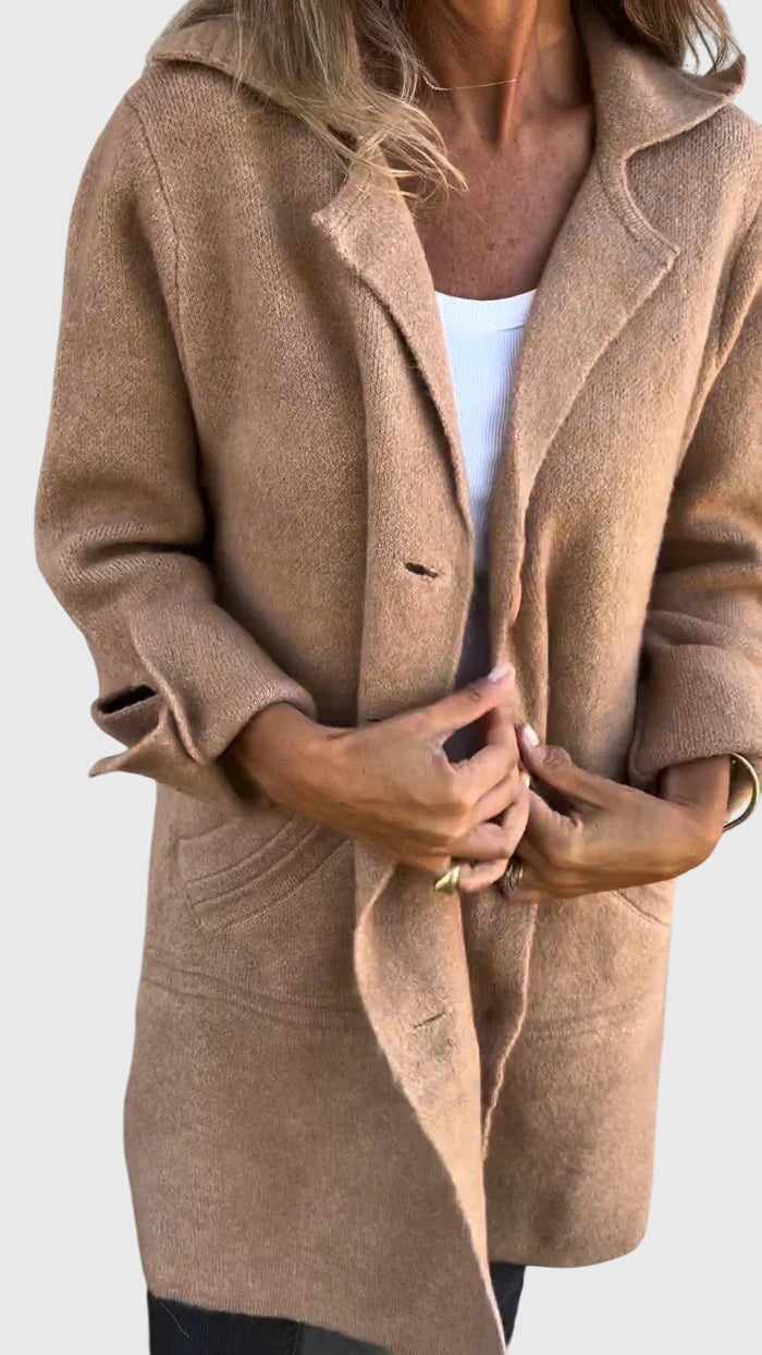 Stylish women's button blazer, versatile for business casual looks and sophisticated outerwear for any occasion.