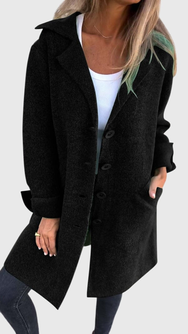 Chic women's tailored button blazer, a sophisticated jacket essential for modern women's fashion and work wear.