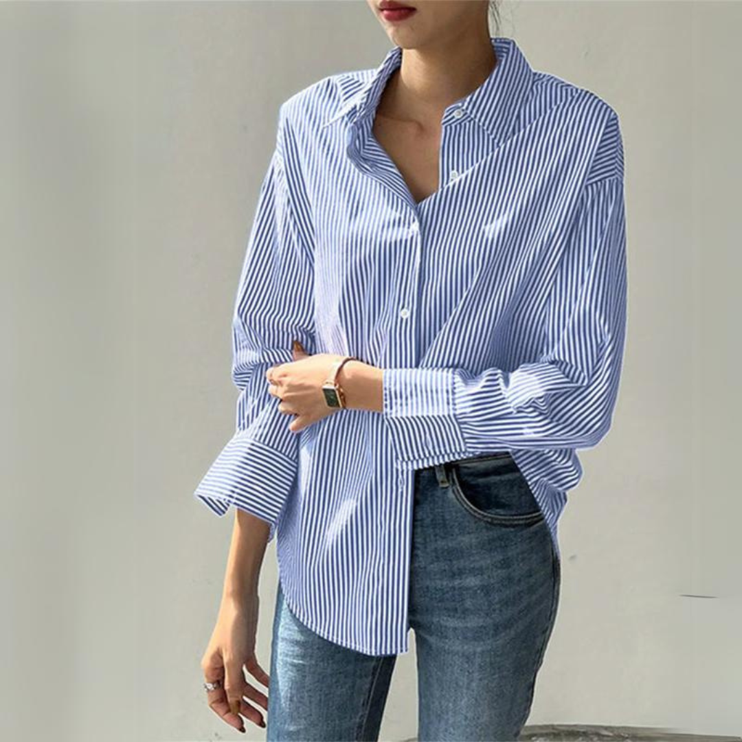 Women's tailored executive shirt for a professional look. Elegant long-sleeve blouse, perfect for office wear.