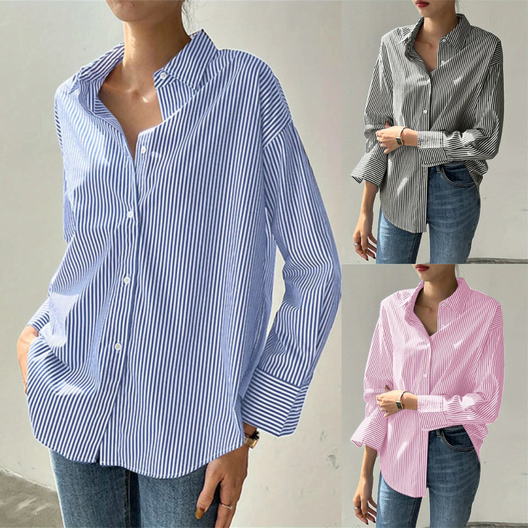 Professional women's executive shirt. Tailored long-sleeve blouse, perfect for formal office wear & business casual.