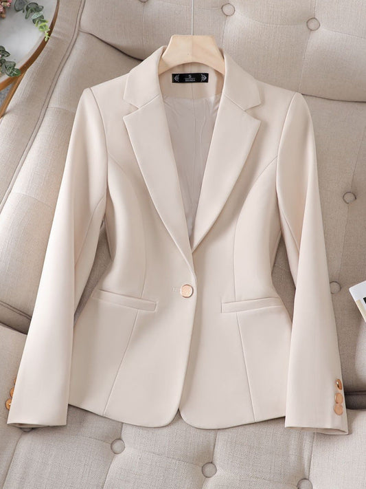 Women's tailored structured blazer, perfect for professional office wear, featuring a chic and elegant design.