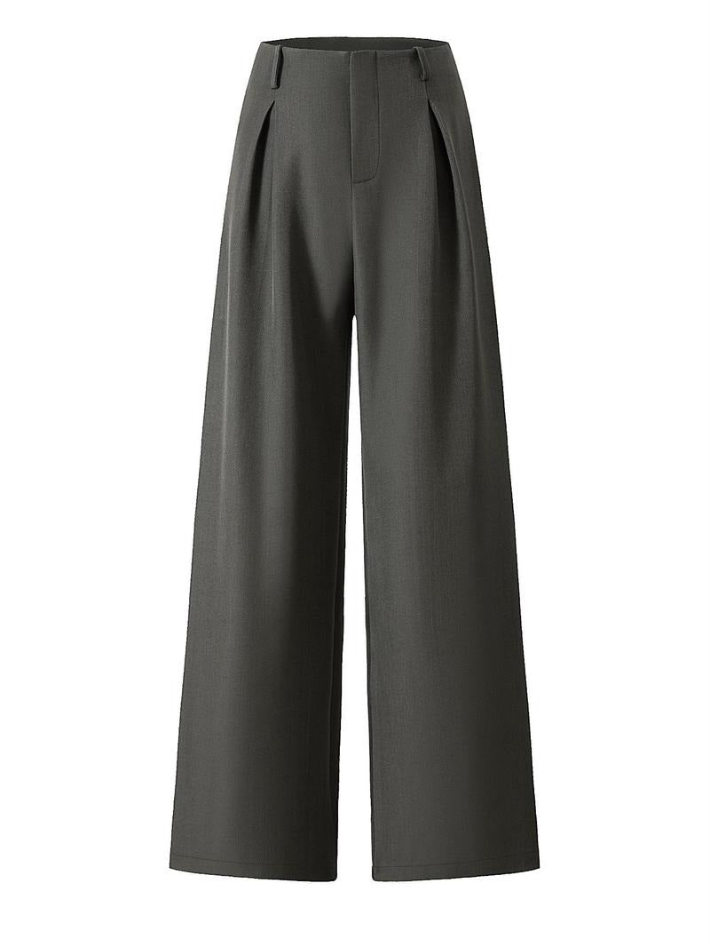 Comfortable women's wide-leg tailored trousers, perfect dress pants for elegant workwear.