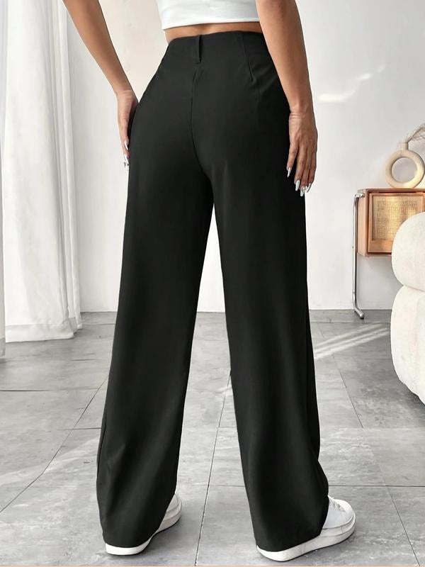 Stylish women's high-waisted wide-leg trousers, tailored for effortless chic & comfort.