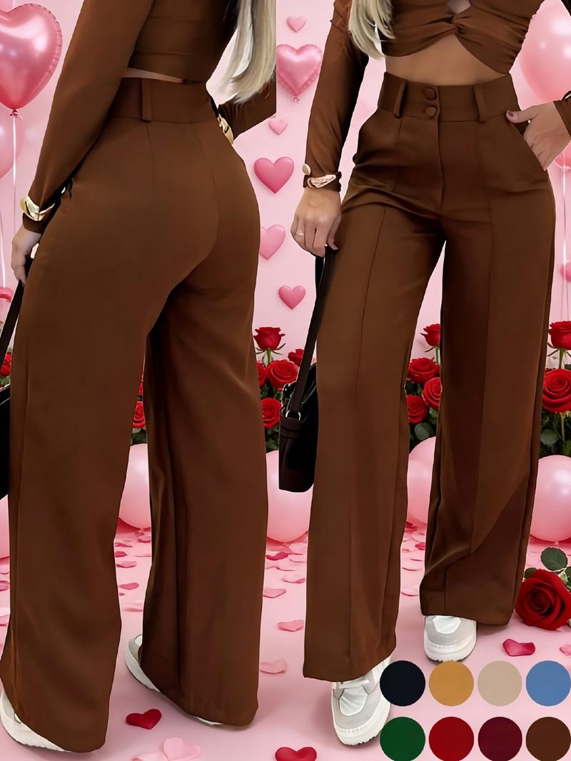 Elegant women's tailored wide-leg pants, perfect for professional wear or contemporary fashion.