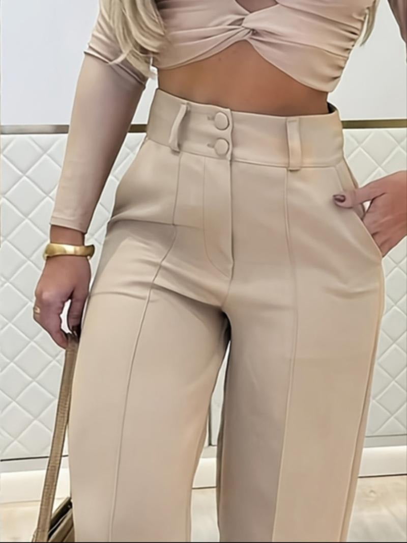 Versatile women's tailored wide-leg trousers, ideal for office or chic casual fashion.