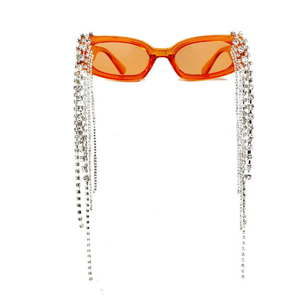 Glamorous women's tassel rhinestone sunglasses, perfect fashion accessory with gradient lenses.