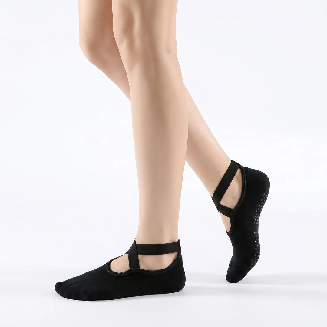 Comfortable women's grip socks with textured sole, perfect for studio workouts, yoga, and ballet.