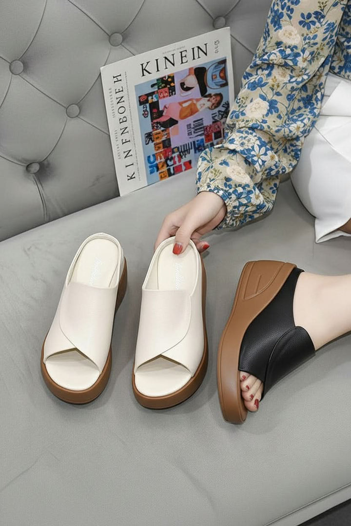 Soft, thick cushioned women's slip-on sandals, designed for ultimate summer comfort & everyday wear.