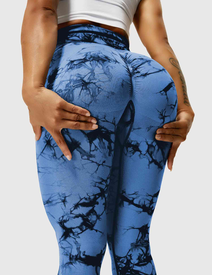 Stylish high-waist tie-dye leggings for women, modern design.