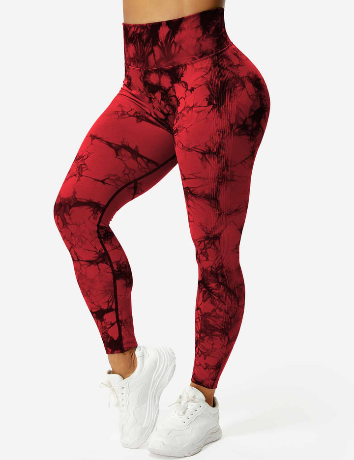 Women's high-waisted tie-dye activewear, comfortable & sleek.