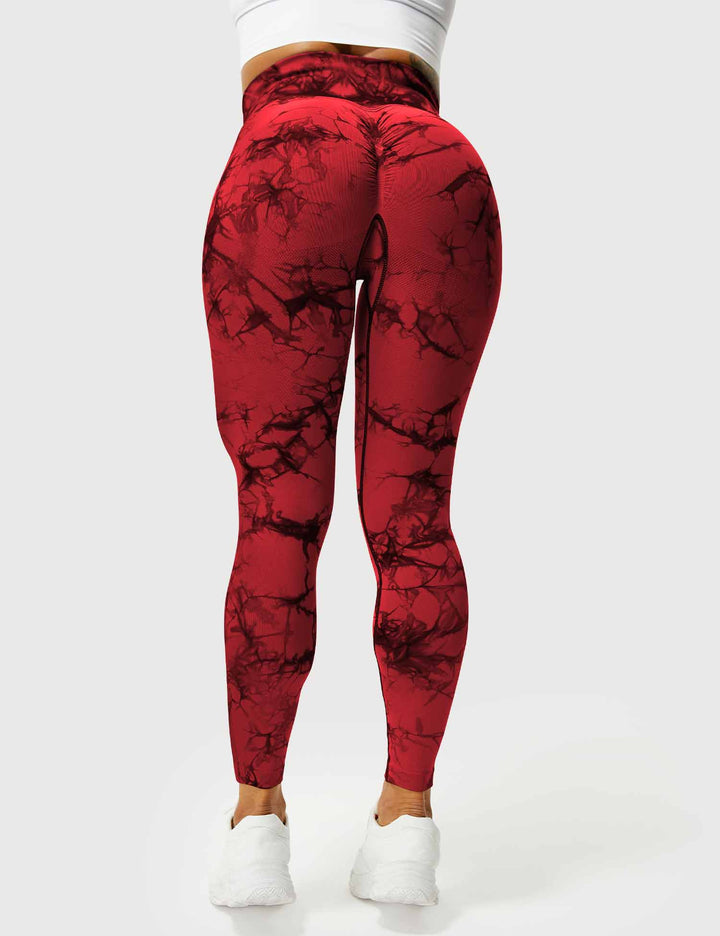 Supportive high-waist tie-dye leggings, perfect for gym.