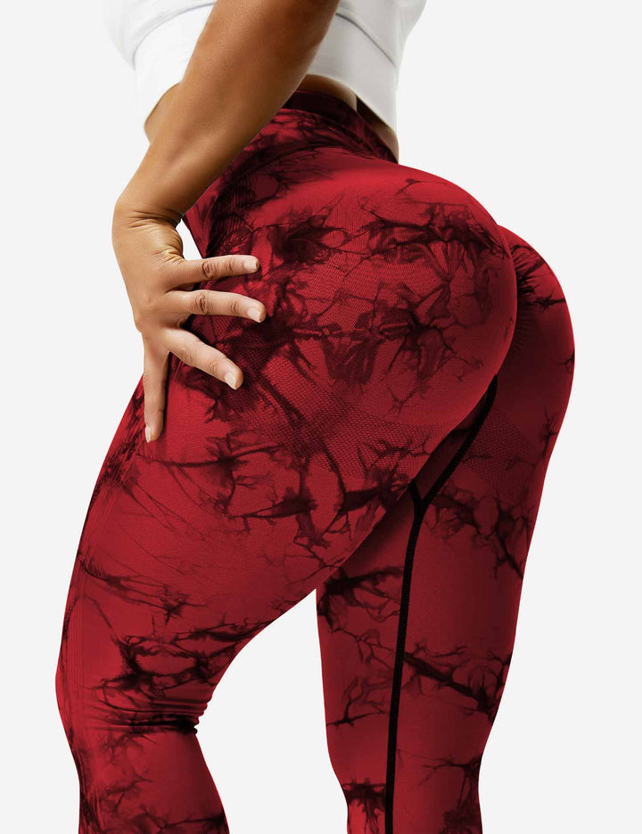 Vibrant tie-dye pattern workout leggings for women, activewear.