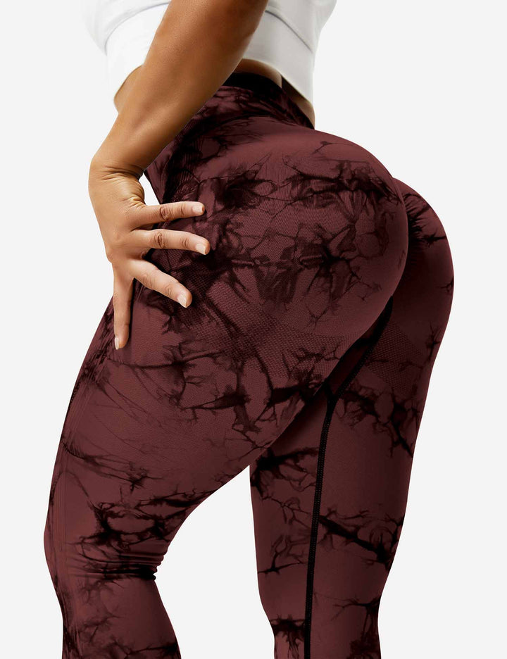 Bright tie-dye women's workout leggings, high-performance.
