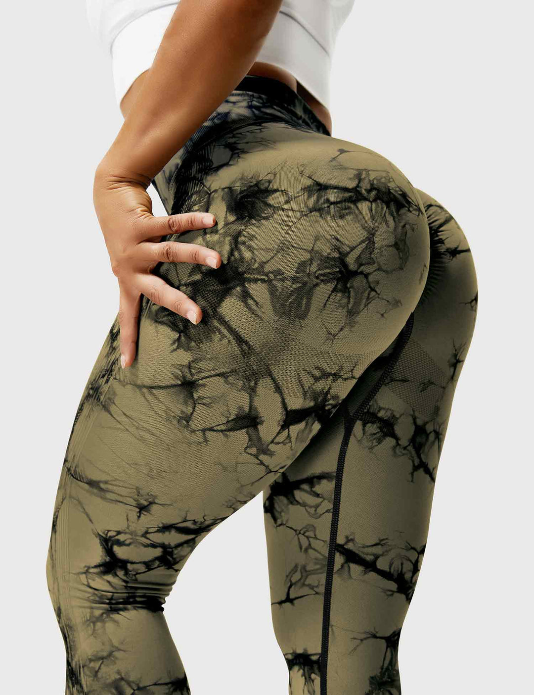Durable tie-dye athletic leggings, comfortable for women.