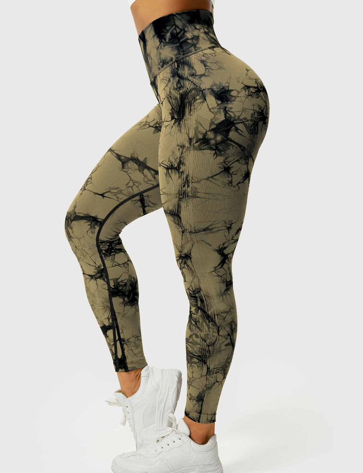 Modern tie-dye women's activewear leggings, comfortable.