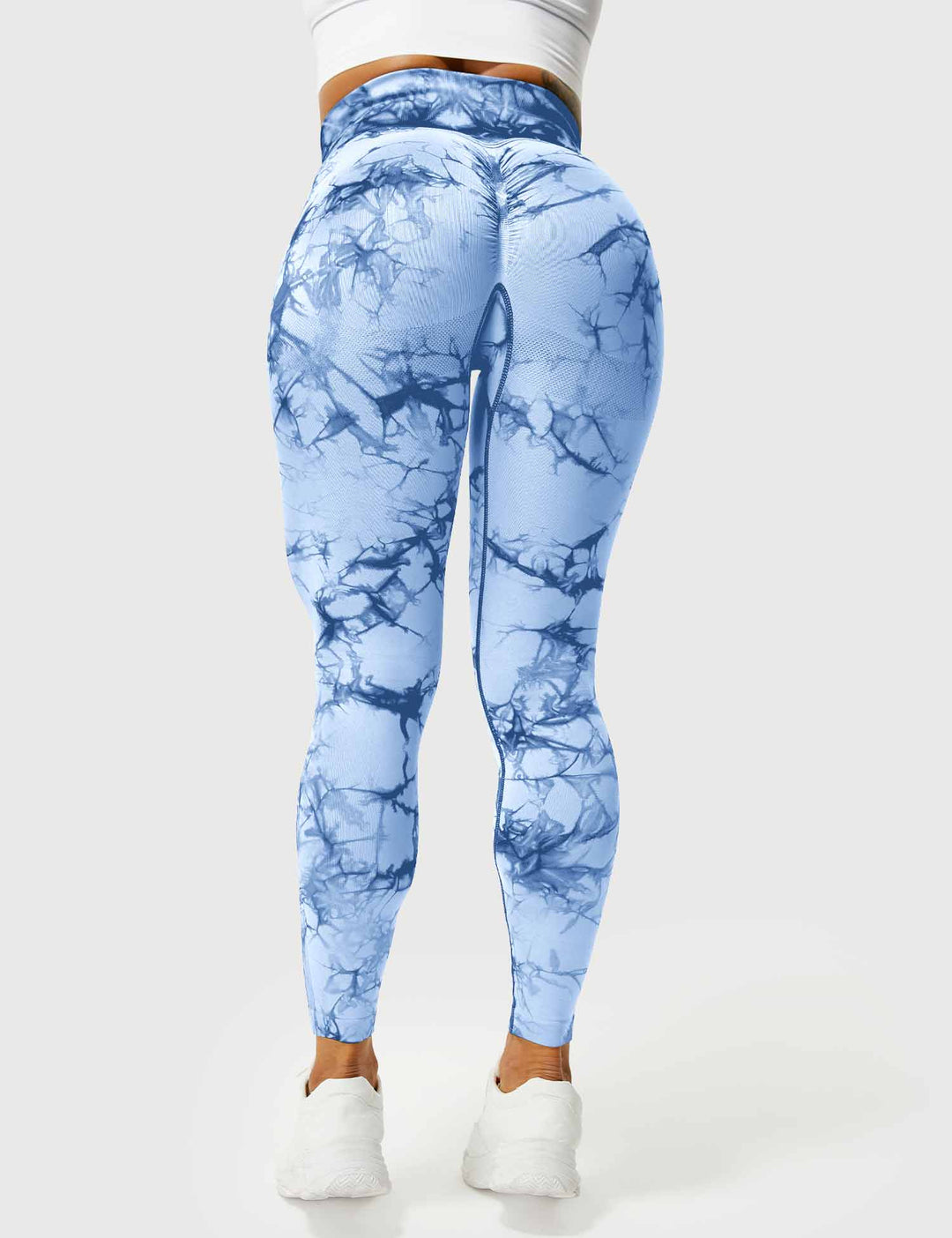 Eye-catching tie-dye women's workout leggings, stylish.