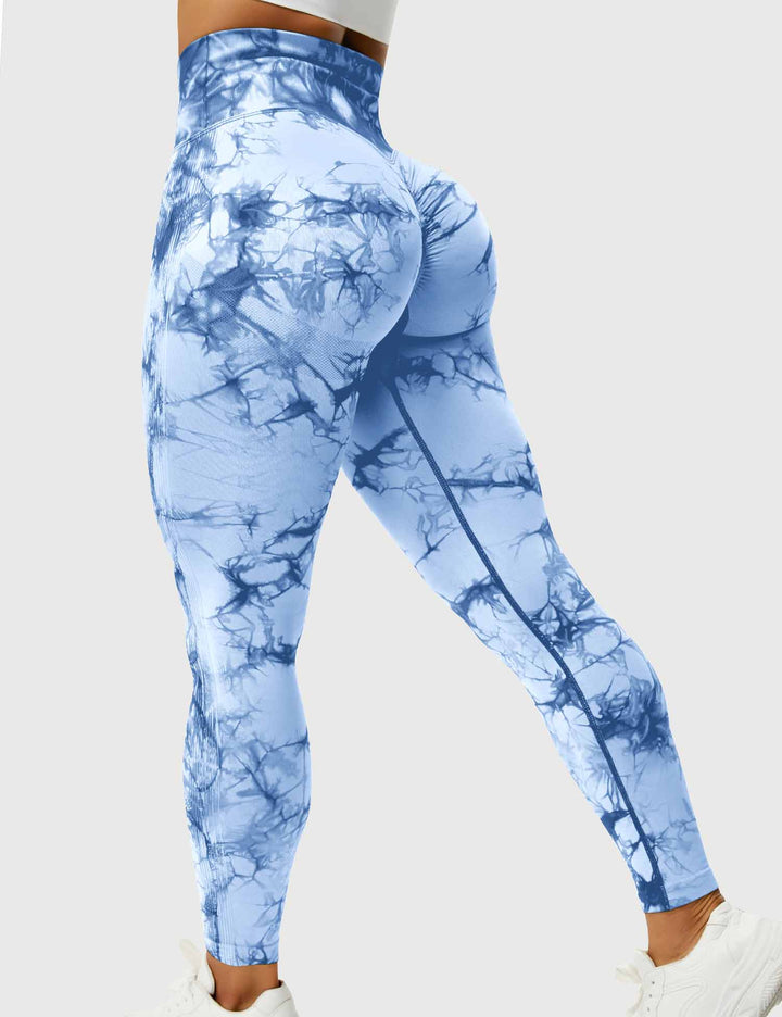 Gradient tie-dye women's leggings, stylish high-waist fit.